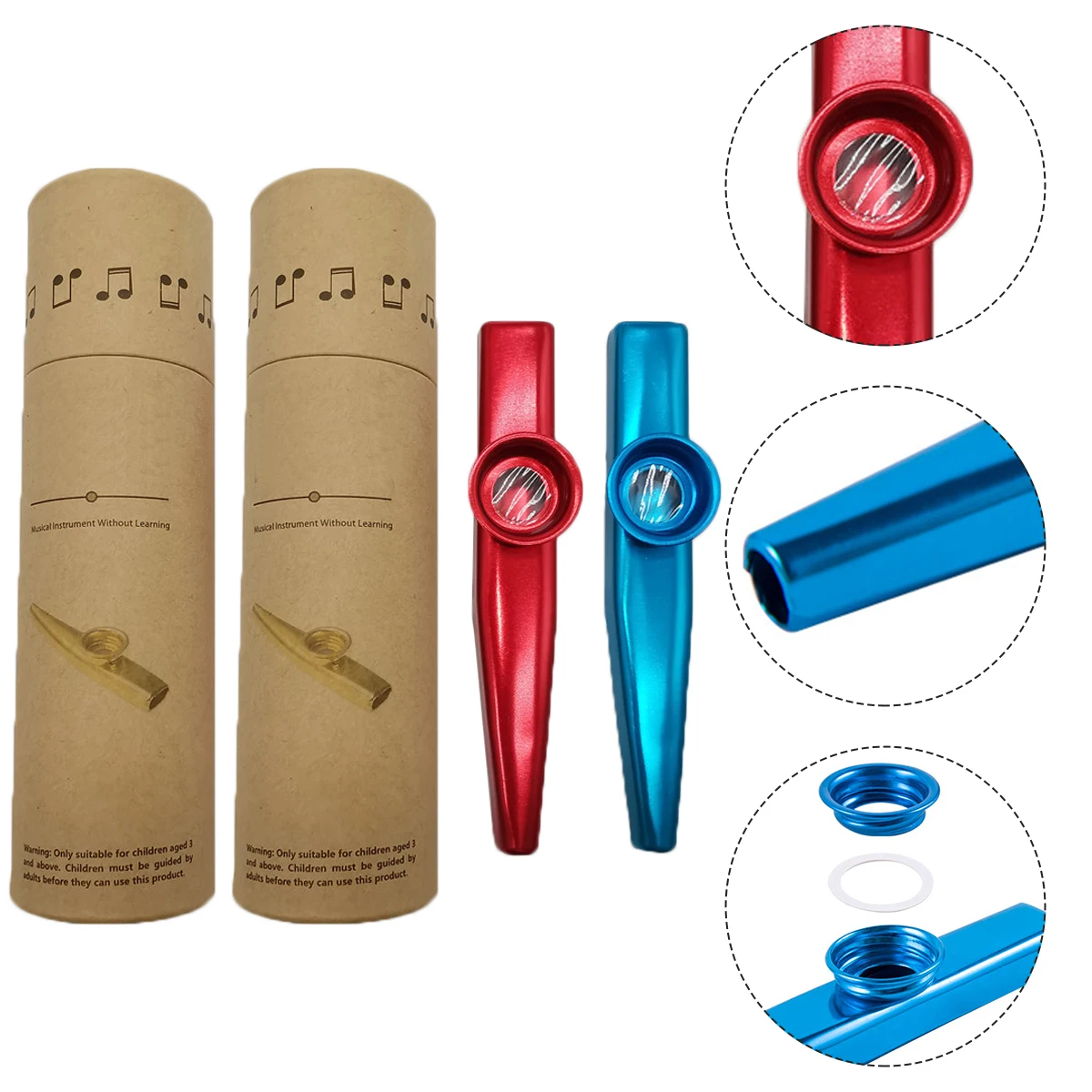 

2 Sets Music Metal Flute Kazoo Instrument Alloy Musical Kazoos Instruments Portable Percussion
