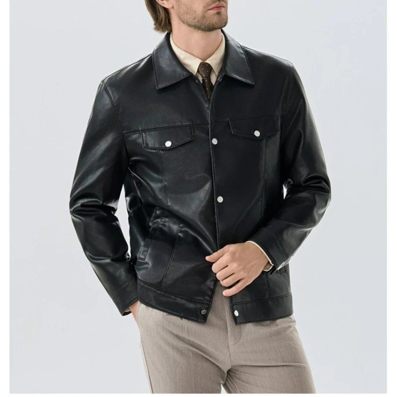 Maxbarley 2025 White Leather Jacket Men Autumn Light Business Imitation Sheepskin Jacket Designer Motorcycle Leather Jacket Bike