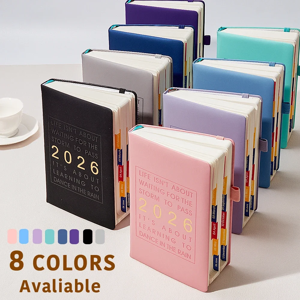 دفتر أعمال فاخر A5 مصنوع من جلد البولي يوريثان مخطط أكاديمي مع قائمة المهام جدول الأعمال مخطط شهري جدول مكتب الأعمال