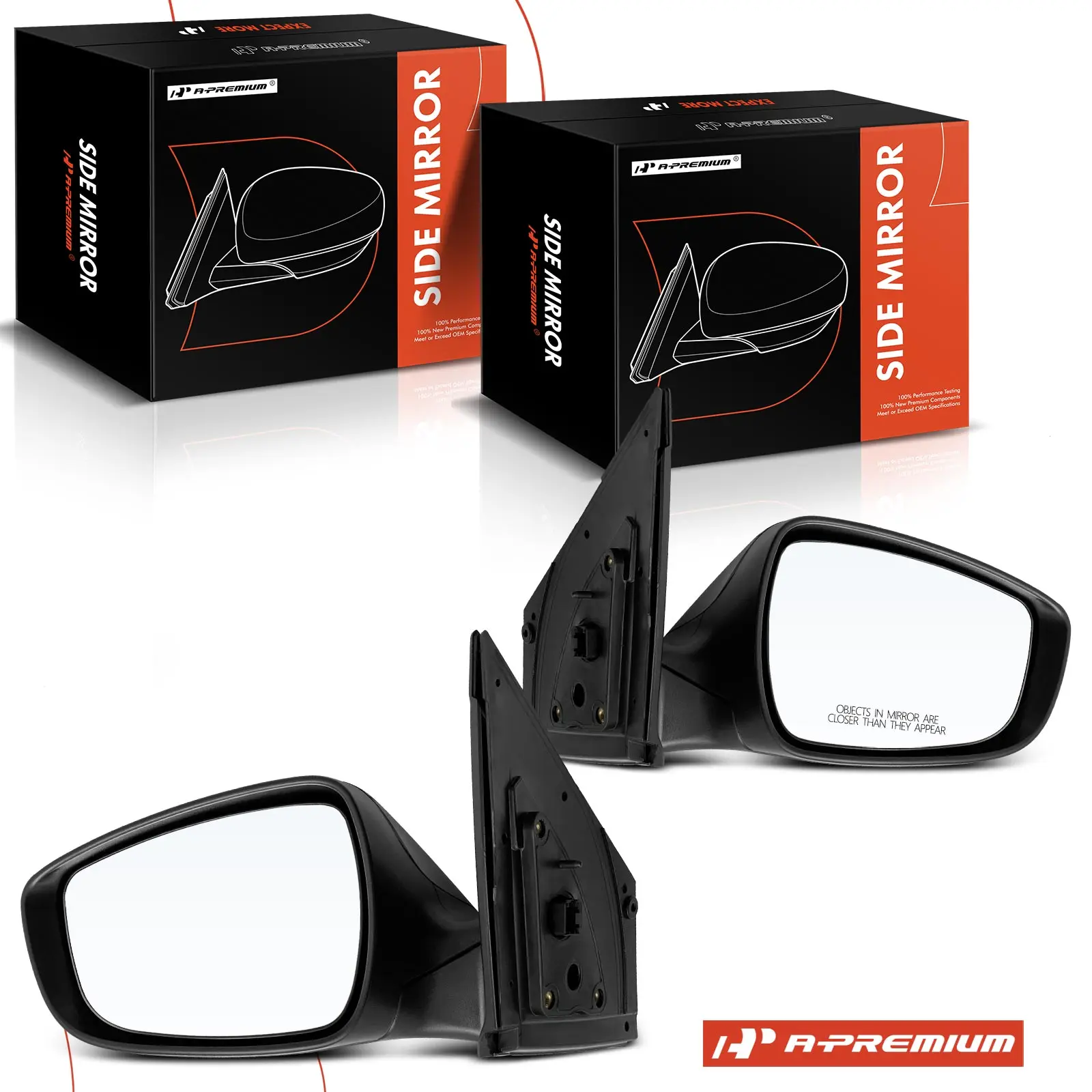 A-Premium Pair Power Door Mirror for Hyundai Accent 2012-2017 Manual Folding Turn Signal Light Black