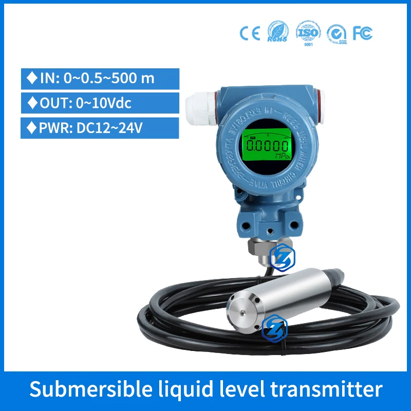 

0-10v Submersible Liquid Level Transducer Indicator Deep Well Water Level Sensor Bore Hole LCD Level Sensor Transmitter for Pump