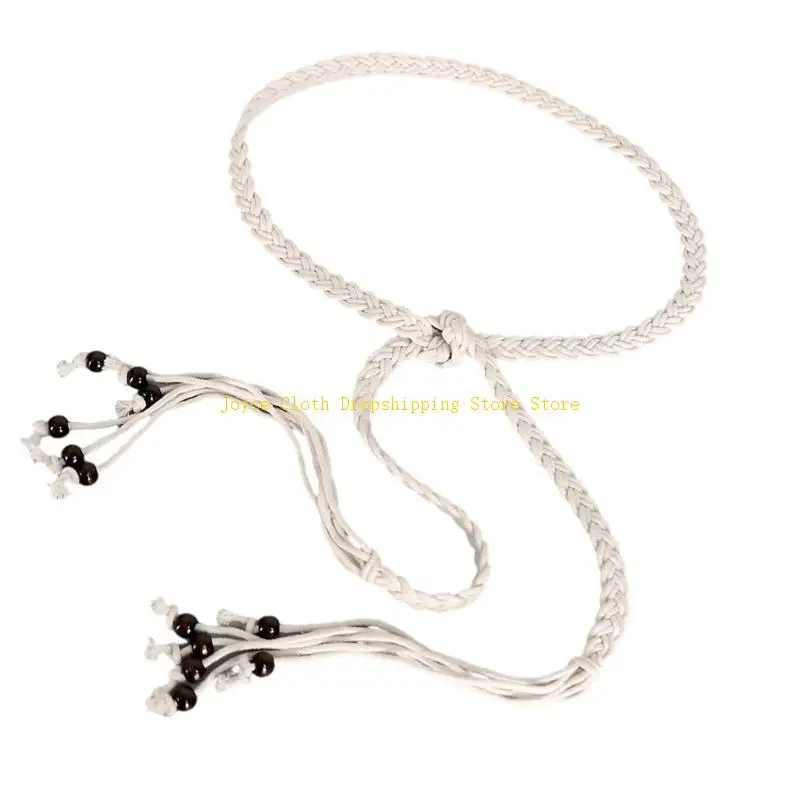 تنفس مضفر الخصر حبل قابل للتعديل الكروشيه حبل حزام القطن زنار للنساء المراهقين ارتداء اليومي مهرجان الموسيقى 10CD #4