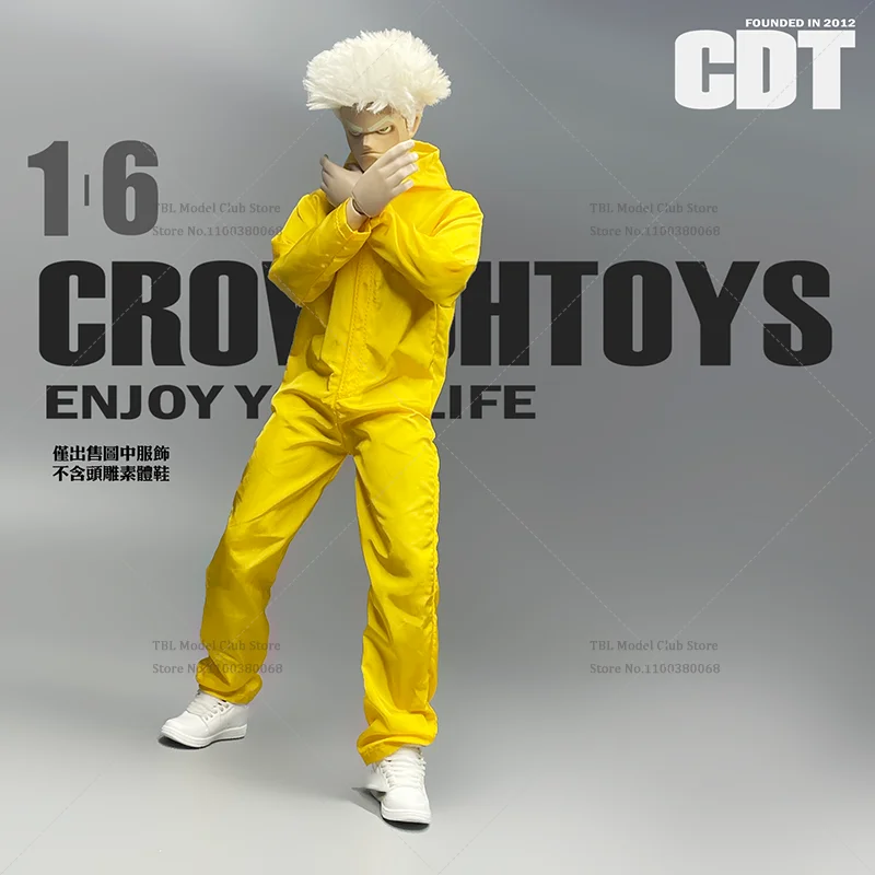 CROWDHTOYS 1/6 Scale Male Clothes Yellow Long Sleeves Coverall Protective Clothing Jumpsuit For 12-inch Action Figure Soldier