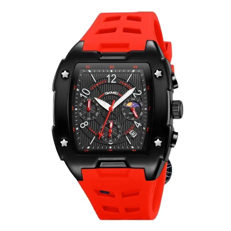 

Skmei Three Eyes and Six Needles Quartz Silicone Wrist Men's Business Multifunction Sports Waterproof Chronograph Watch