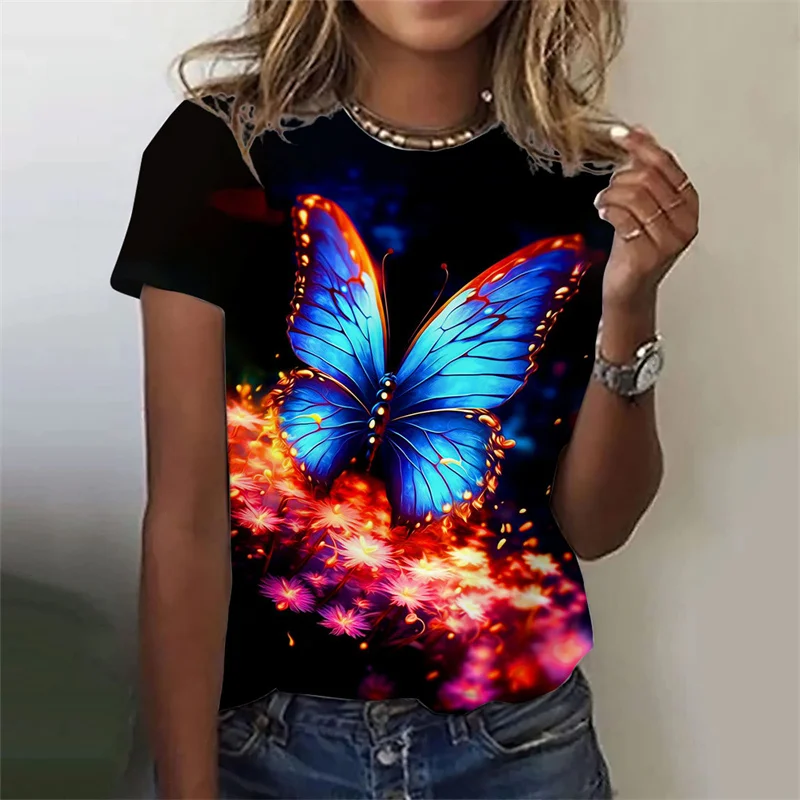 

Vintage Summer 3D Floral Roses Printing T Shirt Women Butterflies Graphic T Shirts Girls Fashion Short Sleeves Tee Shirt Clothes