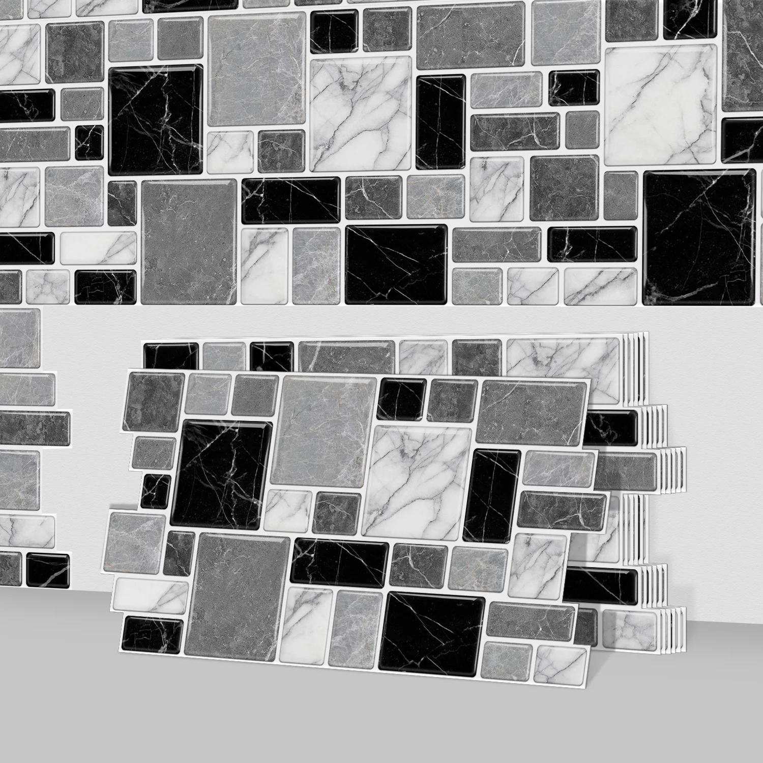 

Marble Peel and Stick Backsplash Tiles 3D Self Adhesive Wall Sticker for Kitchen Bathroom Waterproof Home Decor DIY