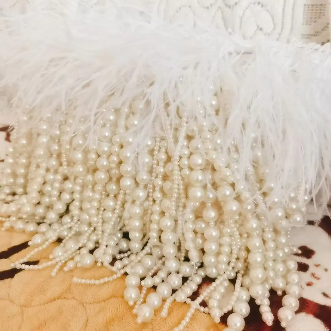 Pure hand-sewn pearl feather throw pillow rectangular light luxury creative cushion Nordic style home life throw pillow