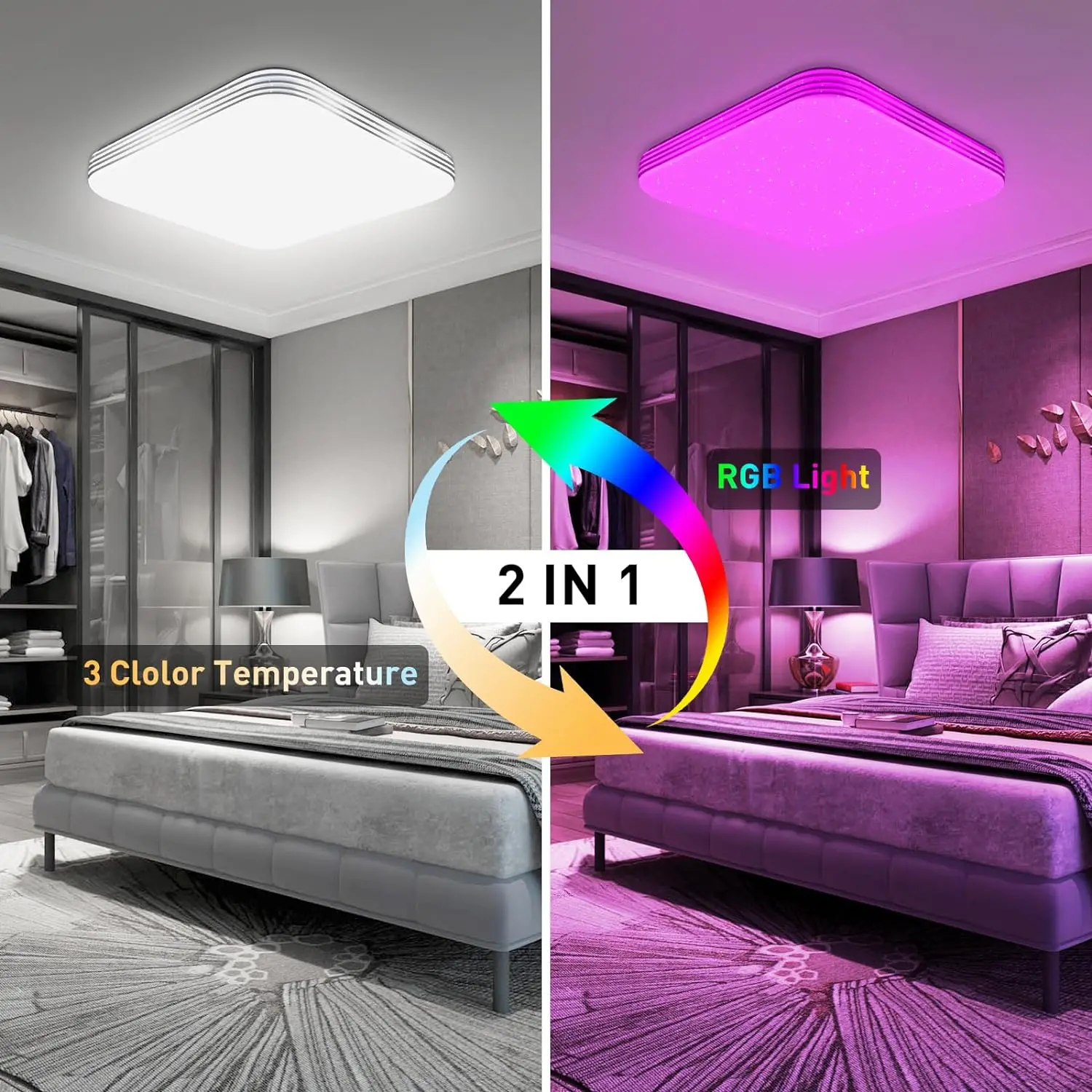 Imagem -03 - Mudando a Cor da Lâmpada do Teto Led com Controle Remoto App Quarto Downlight Cozinha e Sala de Luz Rgb 36w 30cm