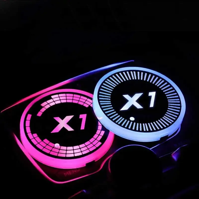 7 Colors Luminous Car Coaster Light for X1 E84 F48 F49 U11 U12 LED Car Cup Slot Mat Auto Atmosphere Light Decoration