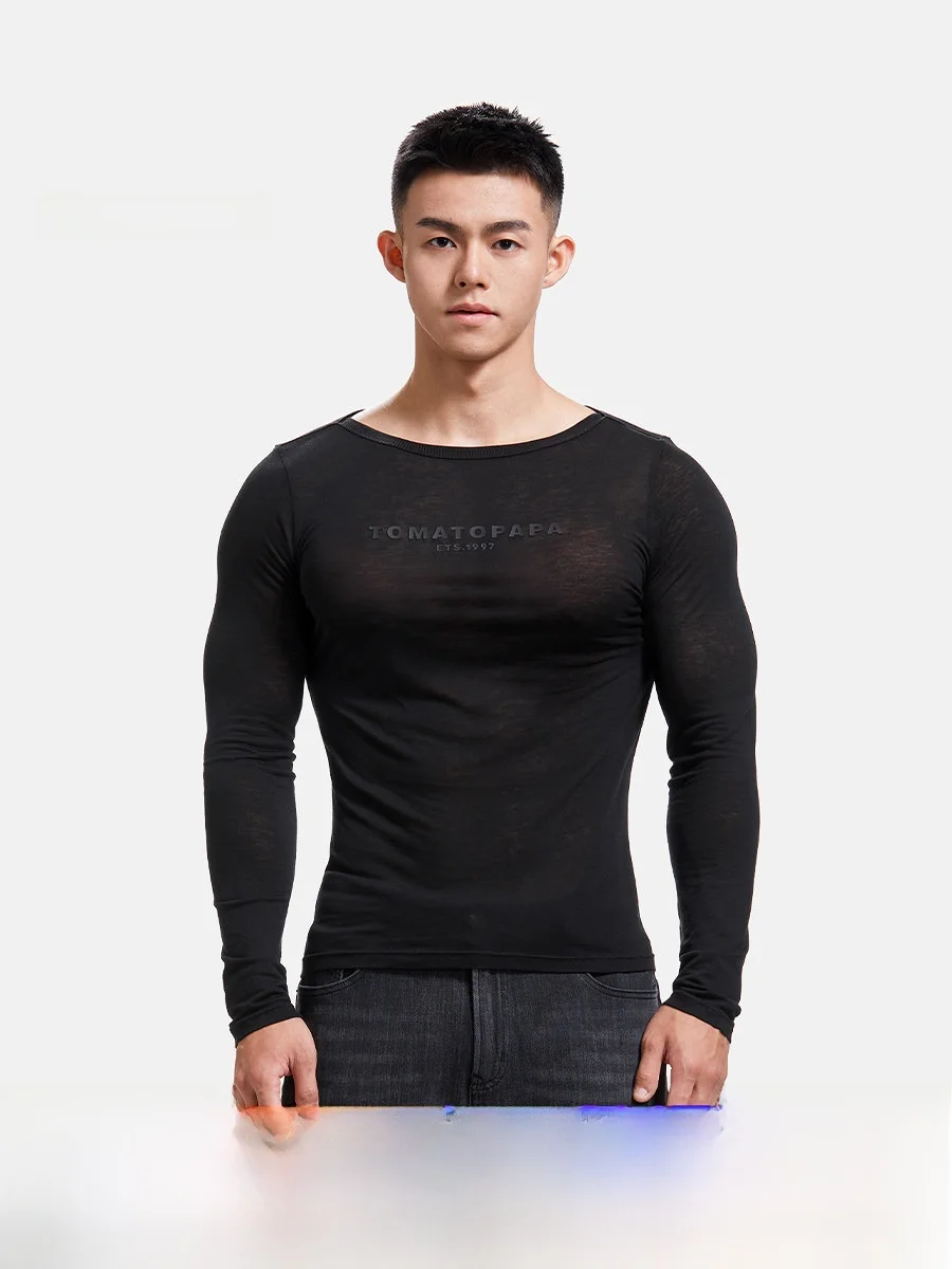 

Atopapa Autumn 2024 Long Sve Wool Blend T-irt Hoodie Fitn Training Top Youth Faion Thin Material Letter Pattern