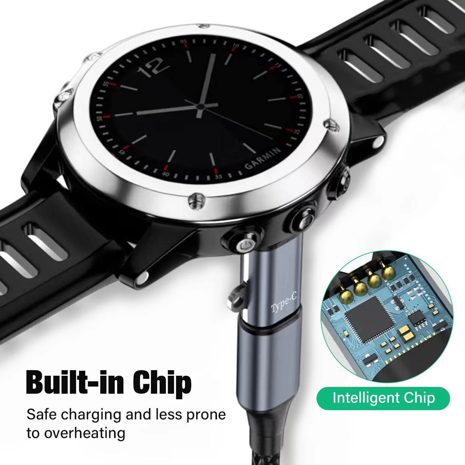 For Garmin Fenix 7 7S 7X 6 6S 6X 5 5S 5X Venu 2 2S Smart Watch Charger Converter Type C/Micro USB/iOS Charging Portable Adapter