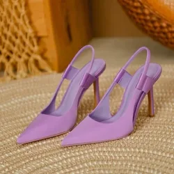 2024 Spring New Brand Women Slingback Sandals Pointed Toe Slip on Thin High Heel Ladies Elegant Pumps Shoes Drss Sandals