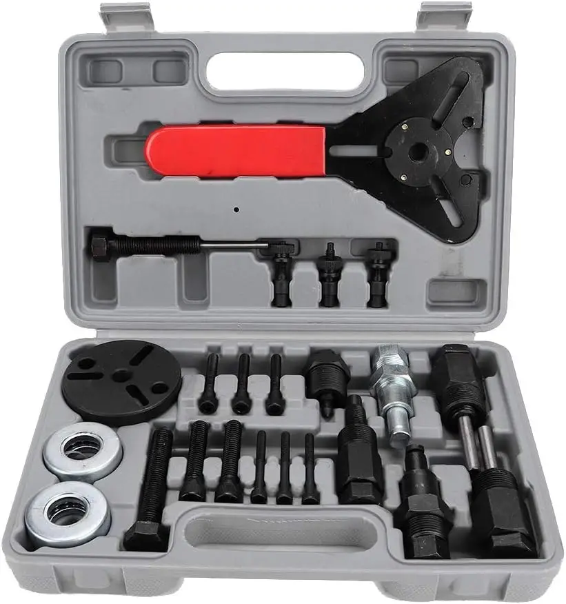 

Fan Clutch Removal Tool Kit, 23 Pcs A/C Compressor Clutch Remover Tool Kit Dual-Purpose Wrench Tools with High Friction Design