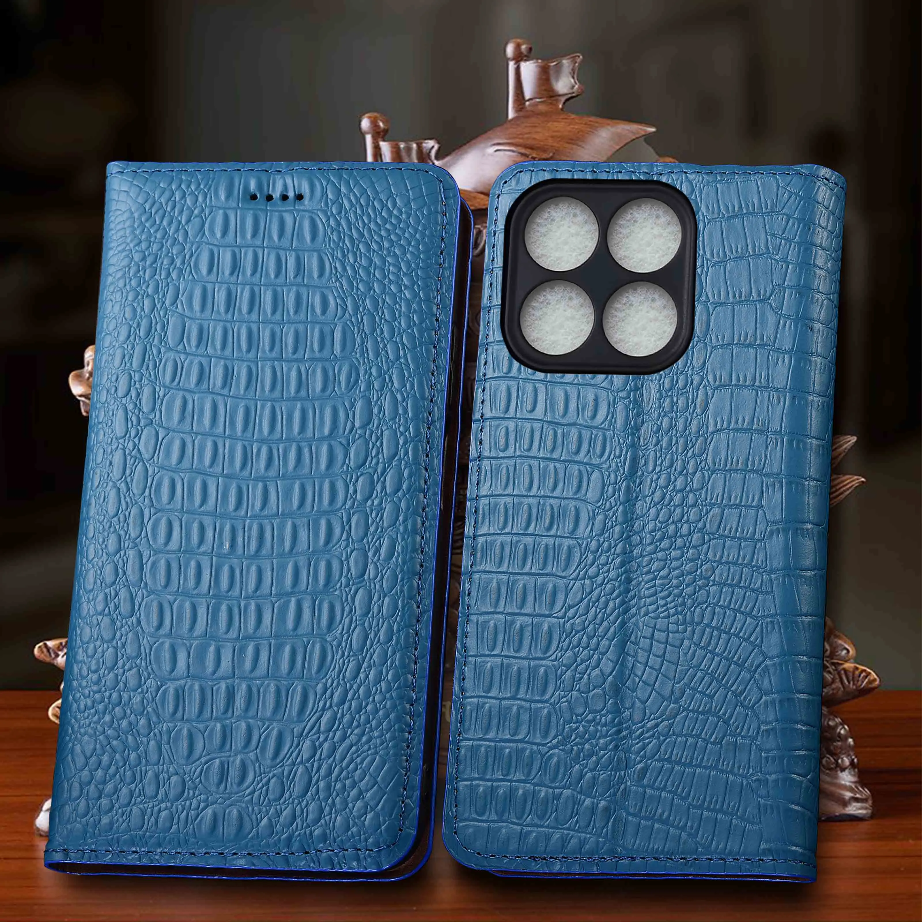 For Xiaomi 12S 12X 12T 13 13T 14 14T 15 15T 15S 17 17T Pro Max Ultra Lite Crocodile Back Pattern Genuine Leather Flip Phone Case