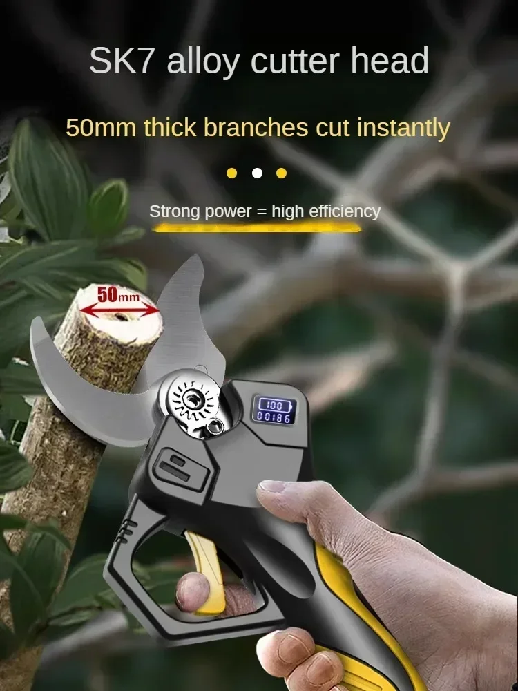 Powerful Electric Scissors with Lithium Battery for Tree Pruning and Cutting, Garden Fruit Tree Trimming Shears