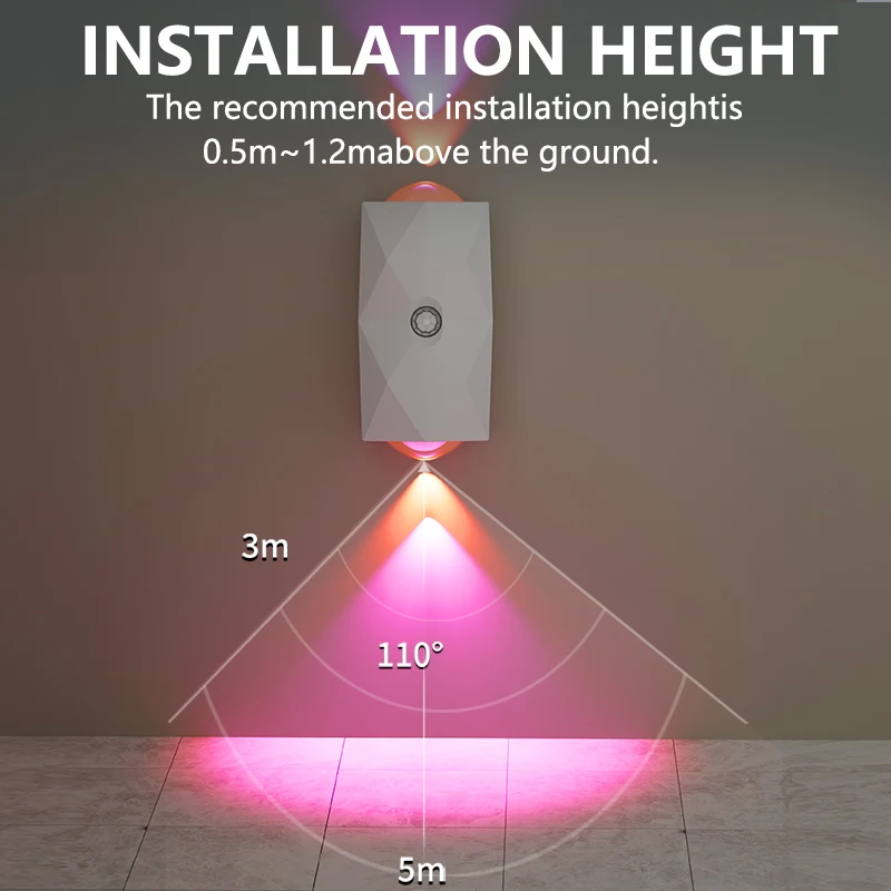 RGB Night Light LED Motion Sensor Wall Light Up and Down Lights Rechargeable Atmosphere Lights for Stair Porch Home Decorations