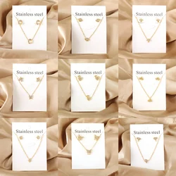 LUXUKISSKIDS Stainless Steel Fairy Heart CZ Jewelry Sets Shiny Rhinestone Tiny Pendant Necklace with Small Earrings Woman/Girls