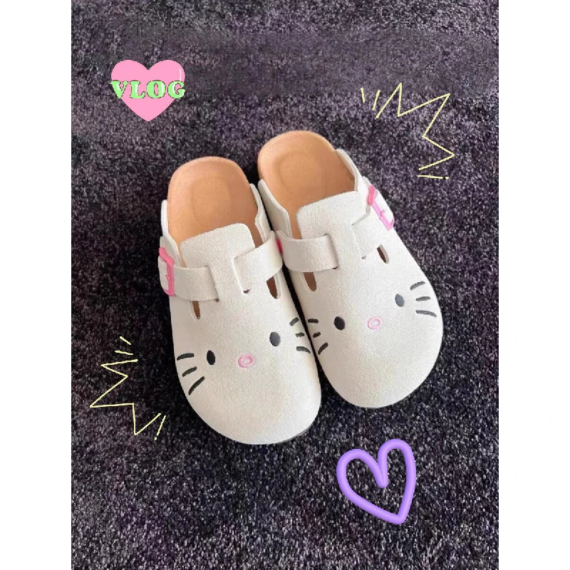 

Тапочки Hello Kitty, туфли на плоской подошве, противоскользящие милые кавайные уютные тапочки в стиле Y2K, повседневные удобные милые уличные туфли с героями мультфильмов для девочек, подарок