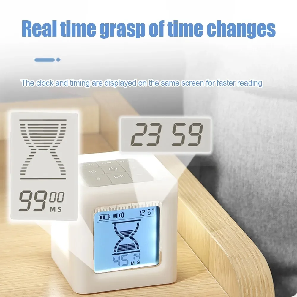 

LED Cube Timer Management Alarm Clock Learning Hourglass Exercise Countdown Time Kitchen Cooking Students Hourglass Work