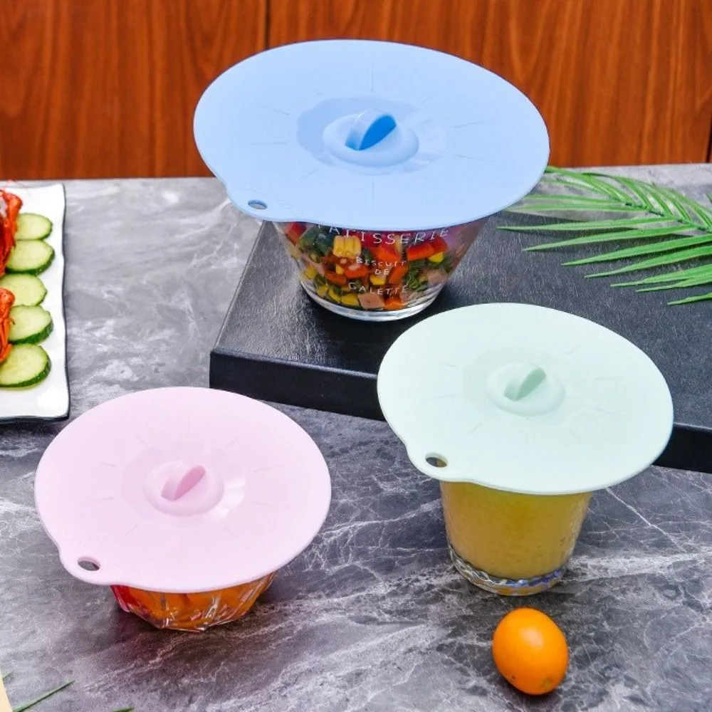 1pcs Silicone Fresh-keeping Lid Leak-proof Dust-proof Anti-spill Cover Easy To Clean Multifunctional Sealed Cover Kitchen Gadget