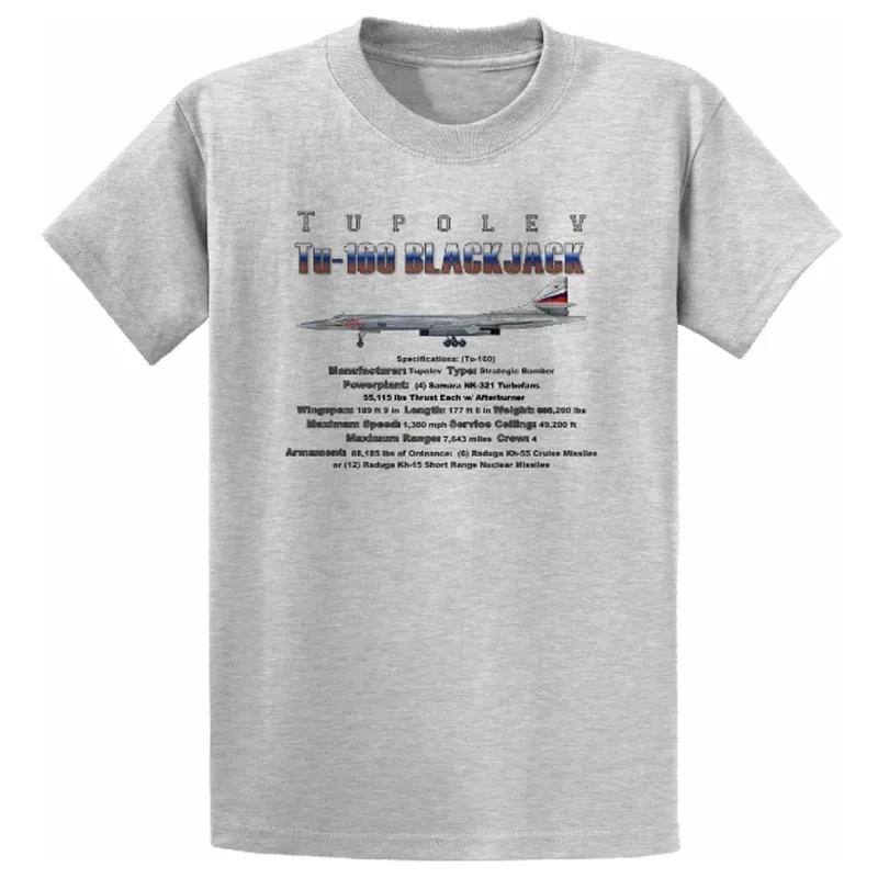 Soviet Russia Tupolev Tu-160 Blackjack Heavy Strategic Bomber T-Shirt 100% Cotton O-Neck Short Sleeve Casual Mens T-shirt