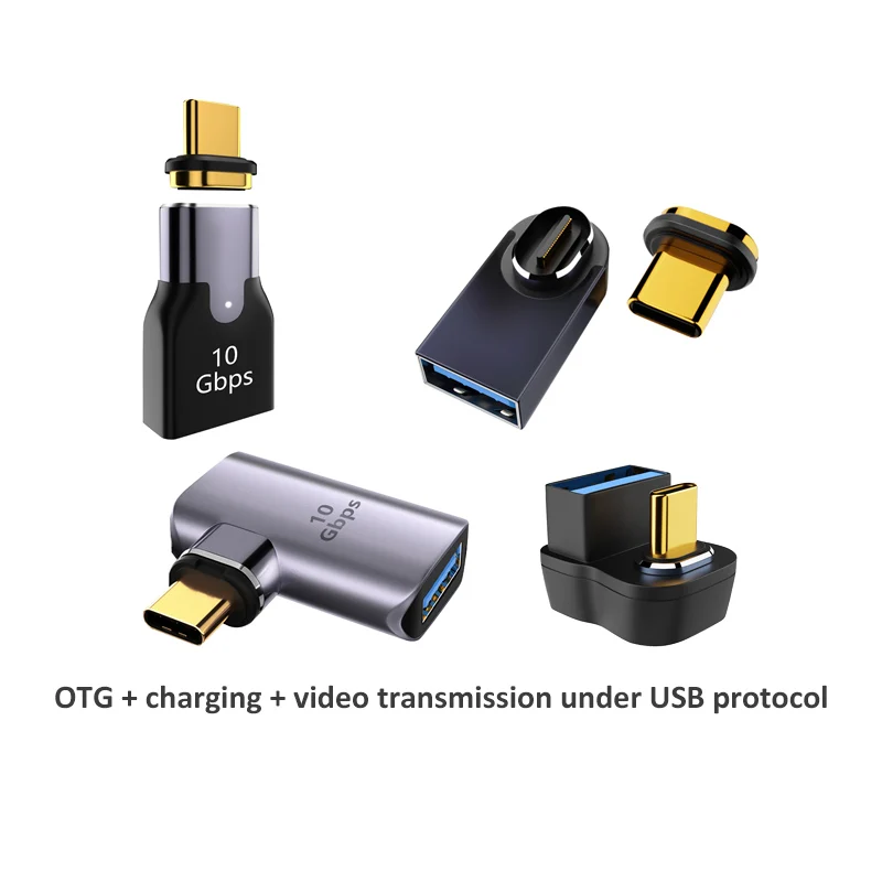 USB3.0 Female to Type C Magnetic Adapter Aluminum Alloy OTG Adapter 10Gbps Data Transfer with Charging USB C Magnet Converter