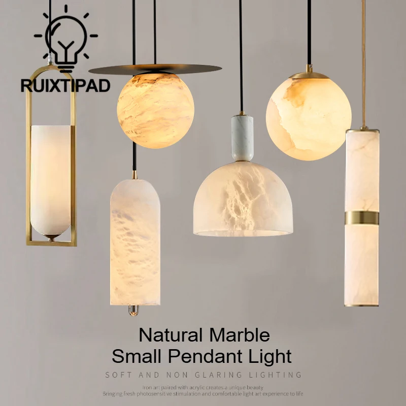 

Modern Marble Small Pendant Light for Bedroom Bedside Bar Living Room Art Gallery Hanging Pendant Lamp Home Decoration Fixture