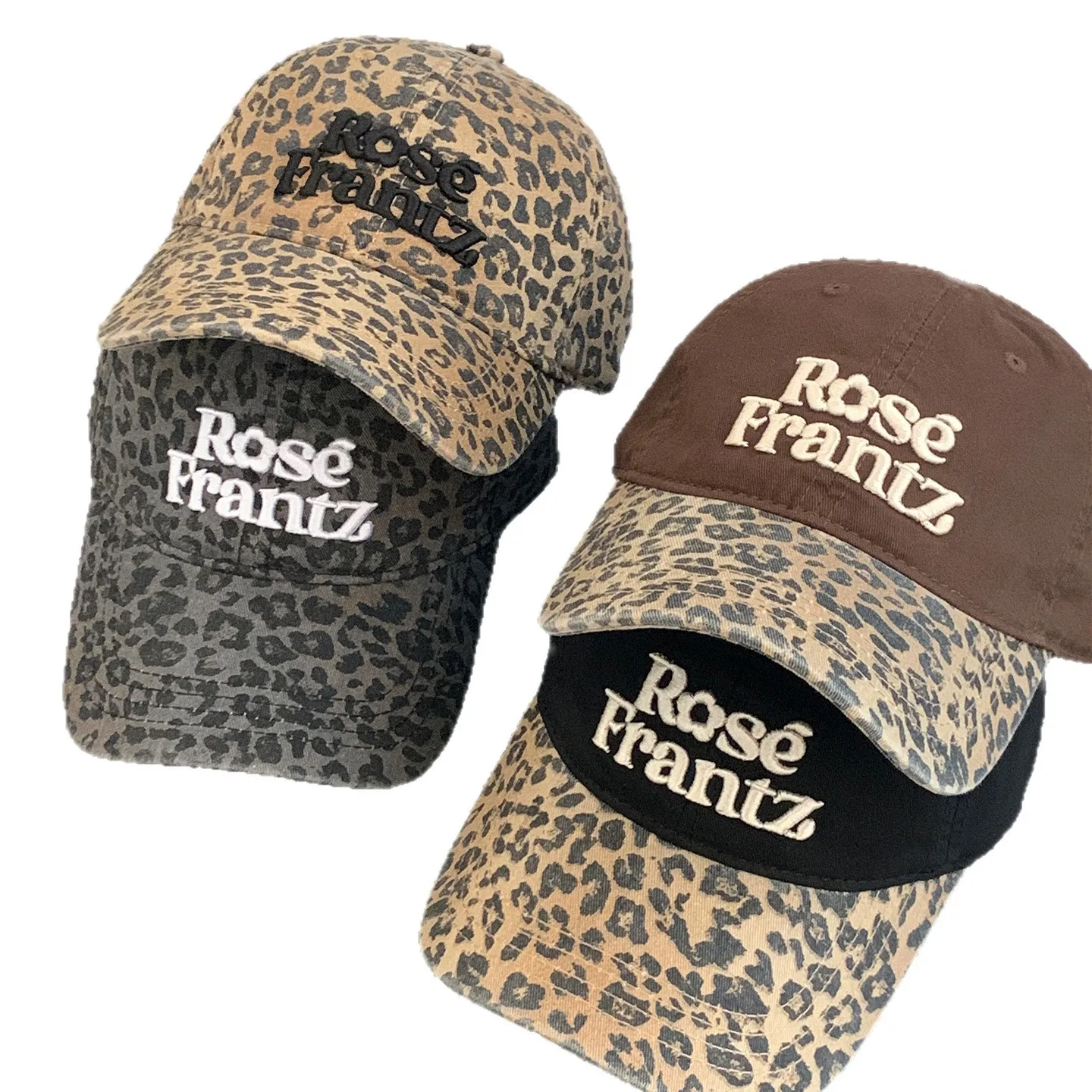 Street-style Leopard Print Embroidered Baseball Cap, Spring and Summer Sun Hat for Women, Vintage Soft Top Couple Style Hat
