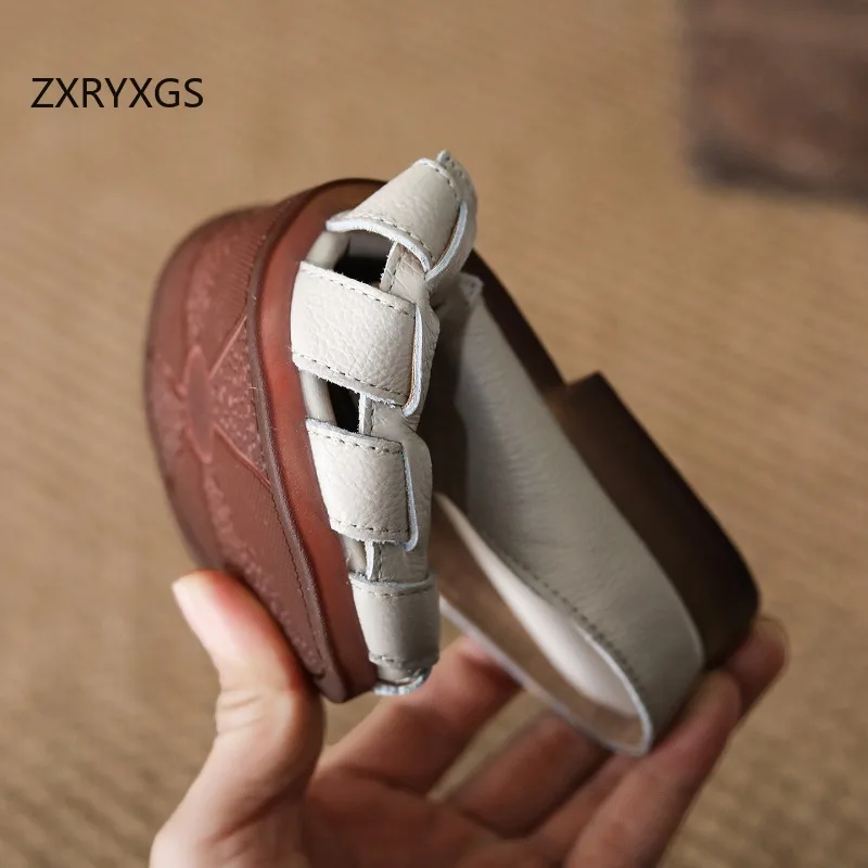 ZXRYXGS 2026 New Top Layer Cowhide Woven Breathable Slippers Summer Women Outerwear Slippers Fashion Comfort Flat Slippers