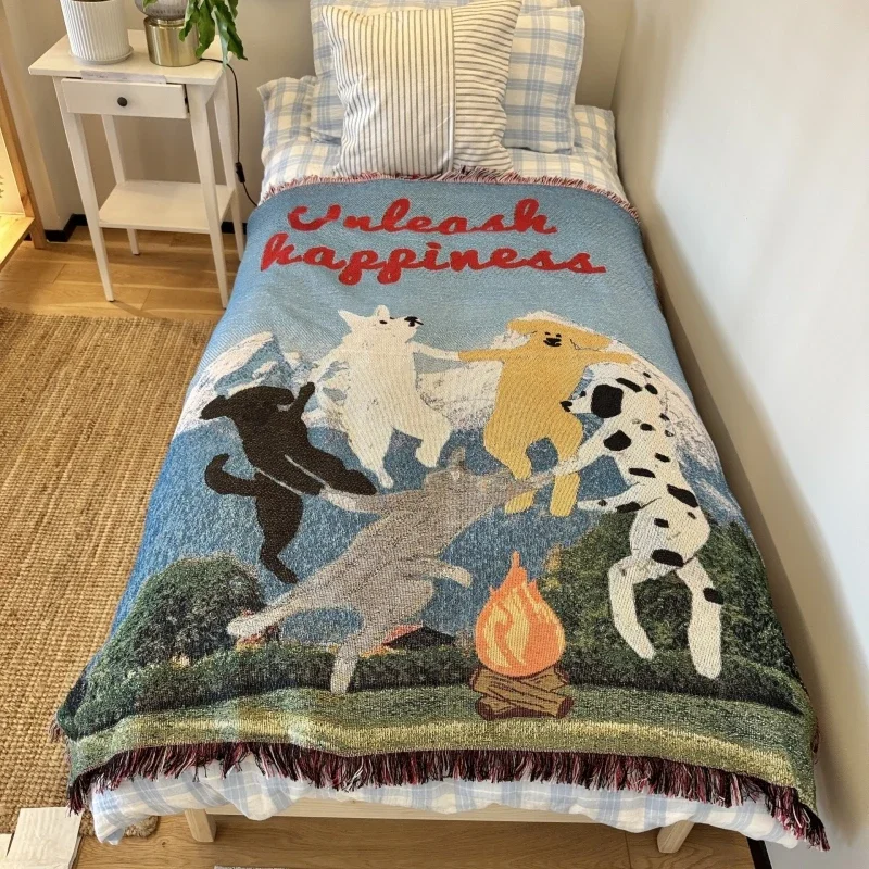 

Cheering Puppy Pattern Throw Blankets for Bed Warm Blanket for Sofa Cover Tapestry New Year Home Decoration Picnic Camping Mats