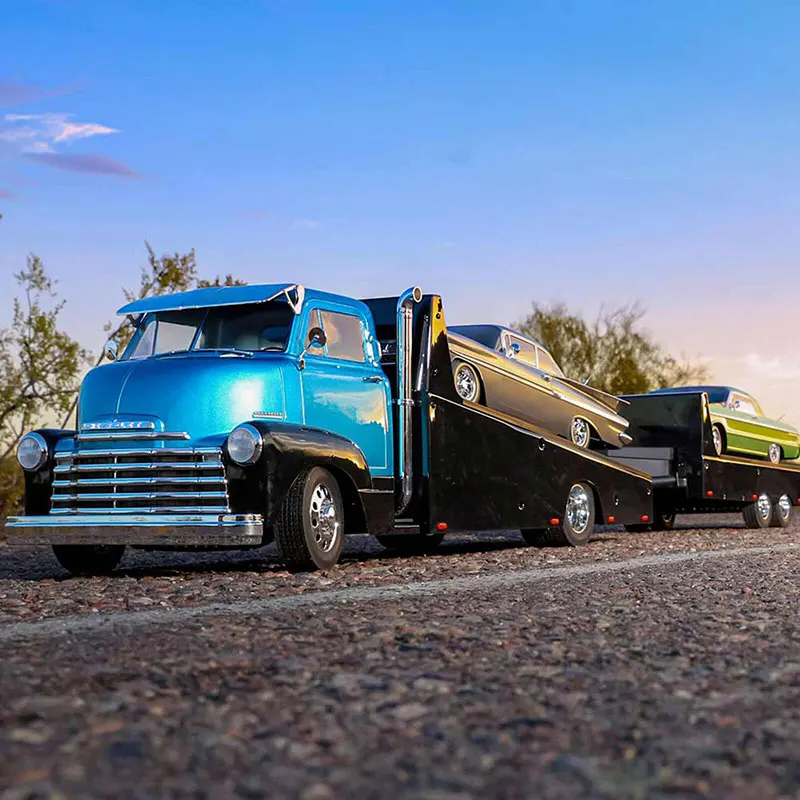 Red Cat 1953 1:10 Simulation Flatbed Transport Vehicle Hauler Remote Control Classic Rear Wheel Drive Trailer Climbing Car Model