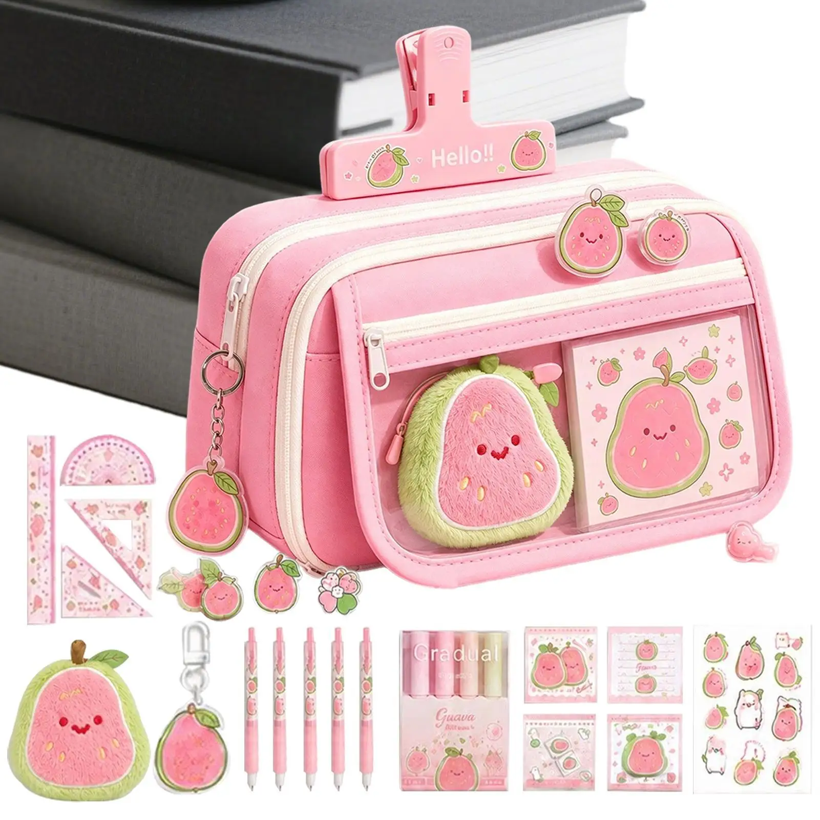 Student pencil case stationery set cute guava 9-layer pencil case student large capacity stationery gift Stationery set