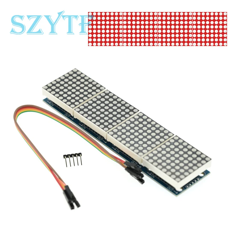 1pcs MAX7219 Dot Matrix Module Control Single Chip Microcomputer Module 4-in-1 Display 5P Line