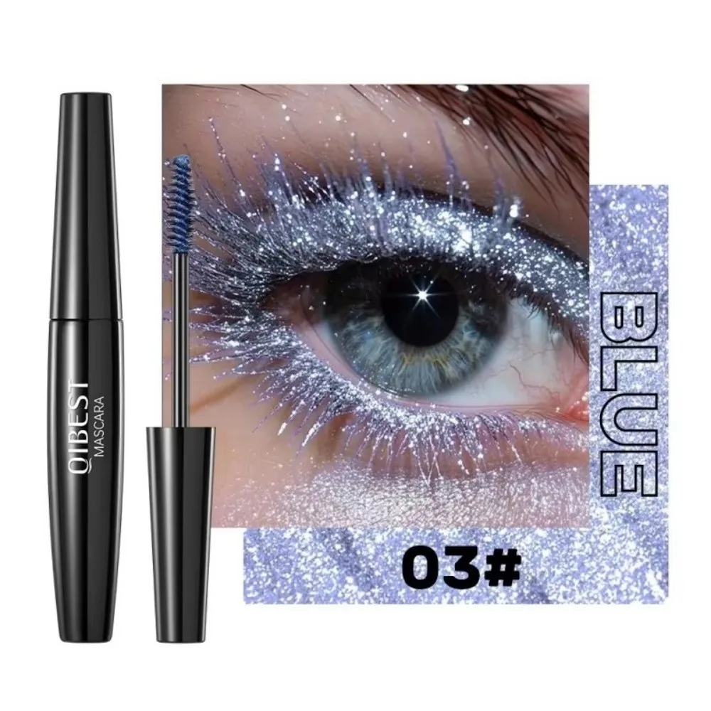 Rímel de diamante brilhante, 5 cores, à prova d'água, glitter, escova de cílios, secagem rápida, lantejoulas galáxia, ondulação, rímel grosso