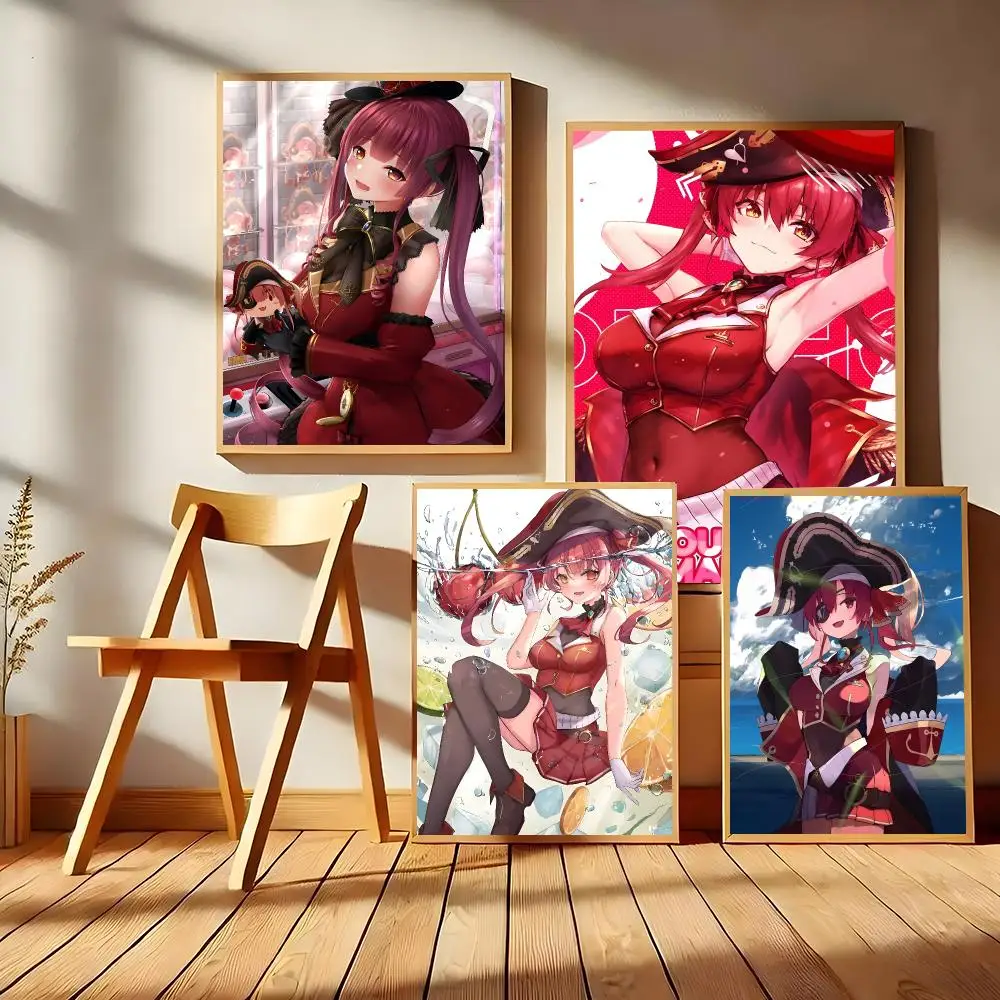 Houshou Marine Hololive Vtube Game Poster Matte Self-Adhesive Wall Art Print Living Room Bedroom Home Decor