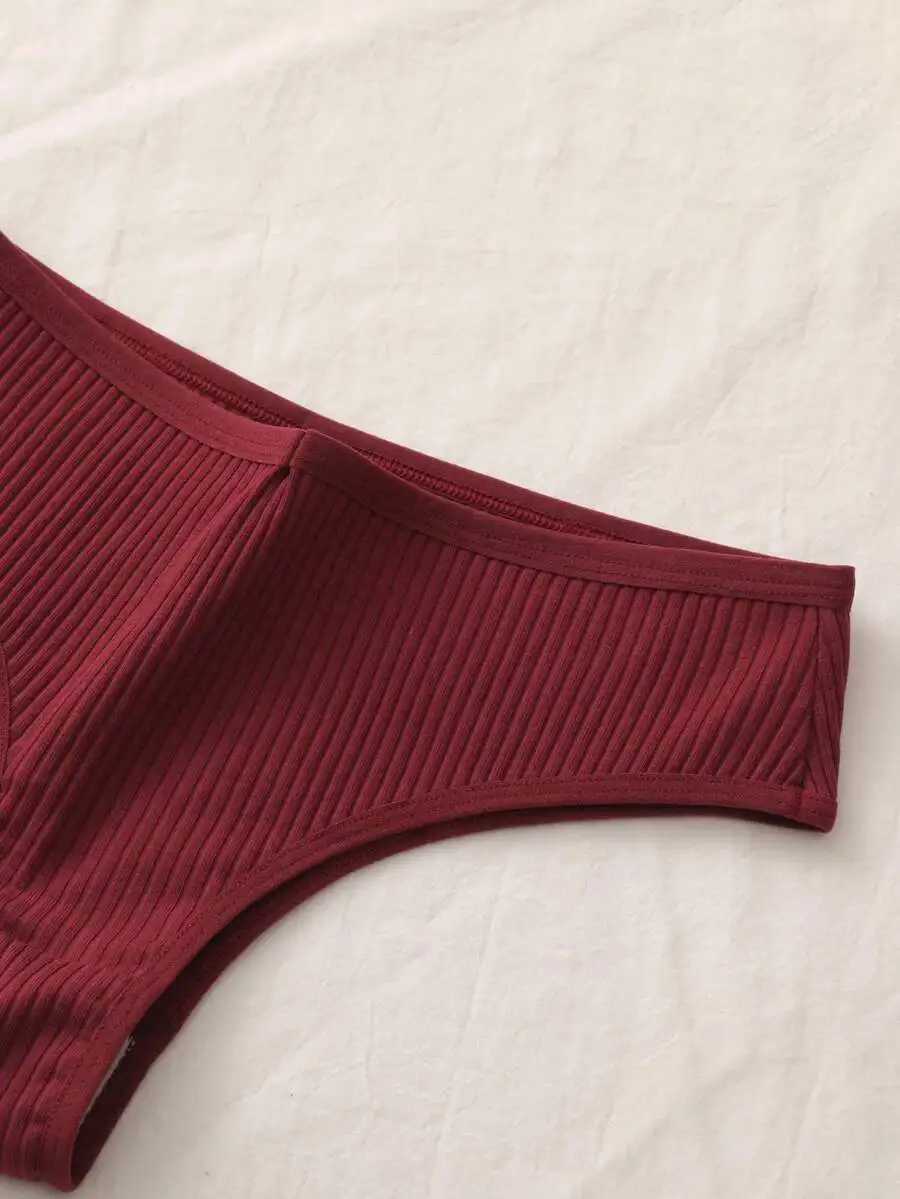 

6pcs Womens Breathable Cotton Brazilian Briefs Comfortable Ribbed Underwear