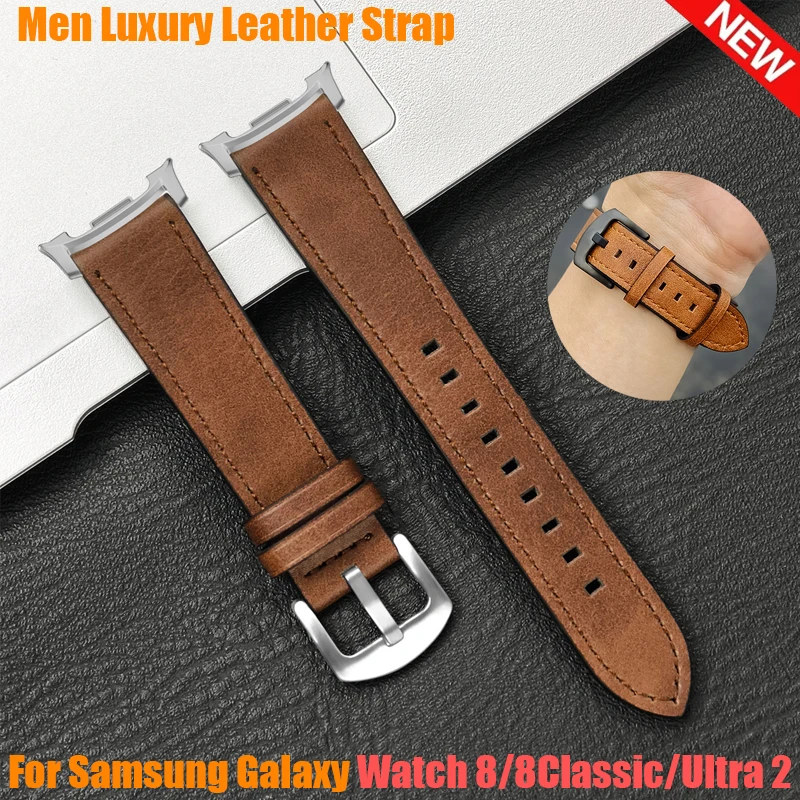 Pulseira de couro para samsung galaxy watch 8 40 44mm/8 pulseira clássica masculina de silicone para galaxy 8 7 ultra 47mm correa de ajuste rápido