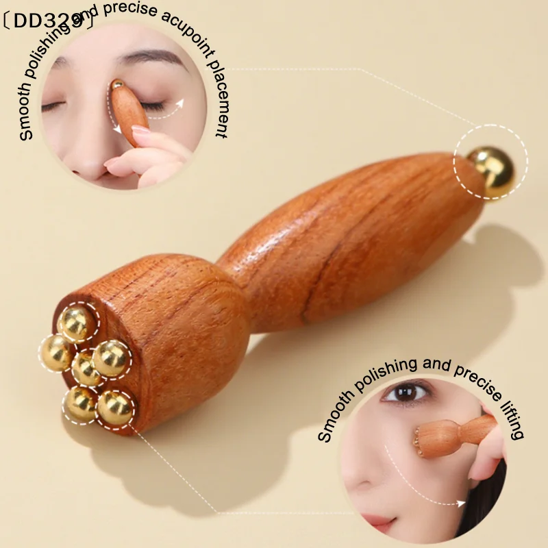 

tipoDD329 августMini Lotus Seedpod Латунная бусина Деревянный массажер для лица Гуа Ша Глаз Массажер для точки лица Расслабляющие меридианы Инструмент для акупунктурного массажа
