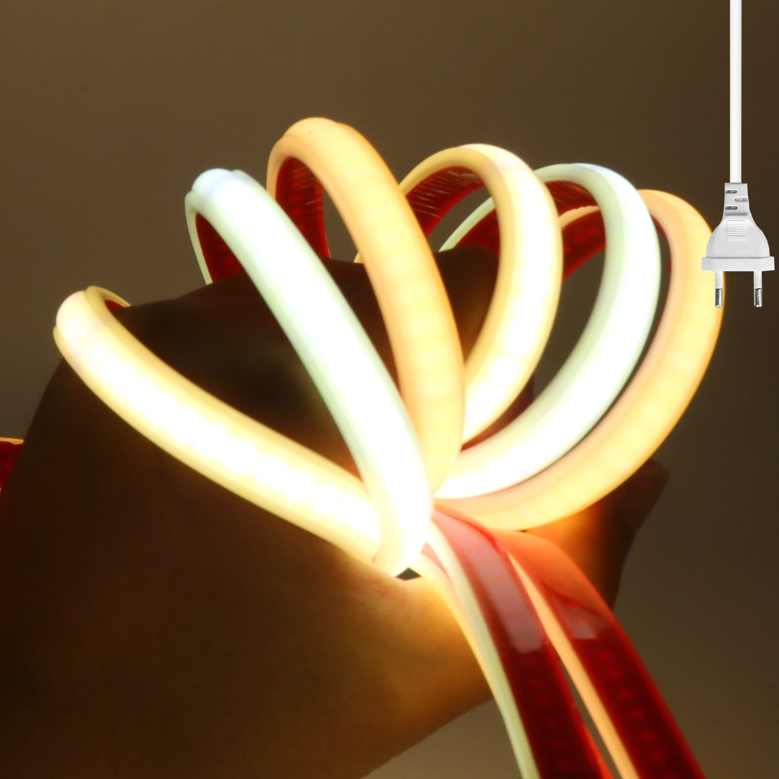 

5M 10M 20M 30M 40M COB Led Strip Light 220V 240LEDs/M IP65 Waterproof Neon Rope Tape With Adhesive Ribbon Light for Home Garden