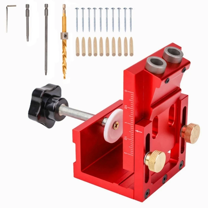 

Pocket Hole Screw Jig Dowel Drill Bit Jig Set Carpentery Oblique Hole Locators Guide Joint Angled Locators Tool