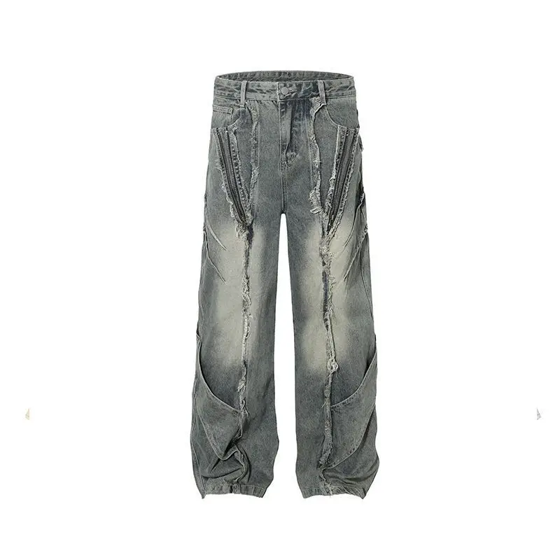 

Men's Pants Niche Designer Style Fashionable Distressed Jeans Trousers