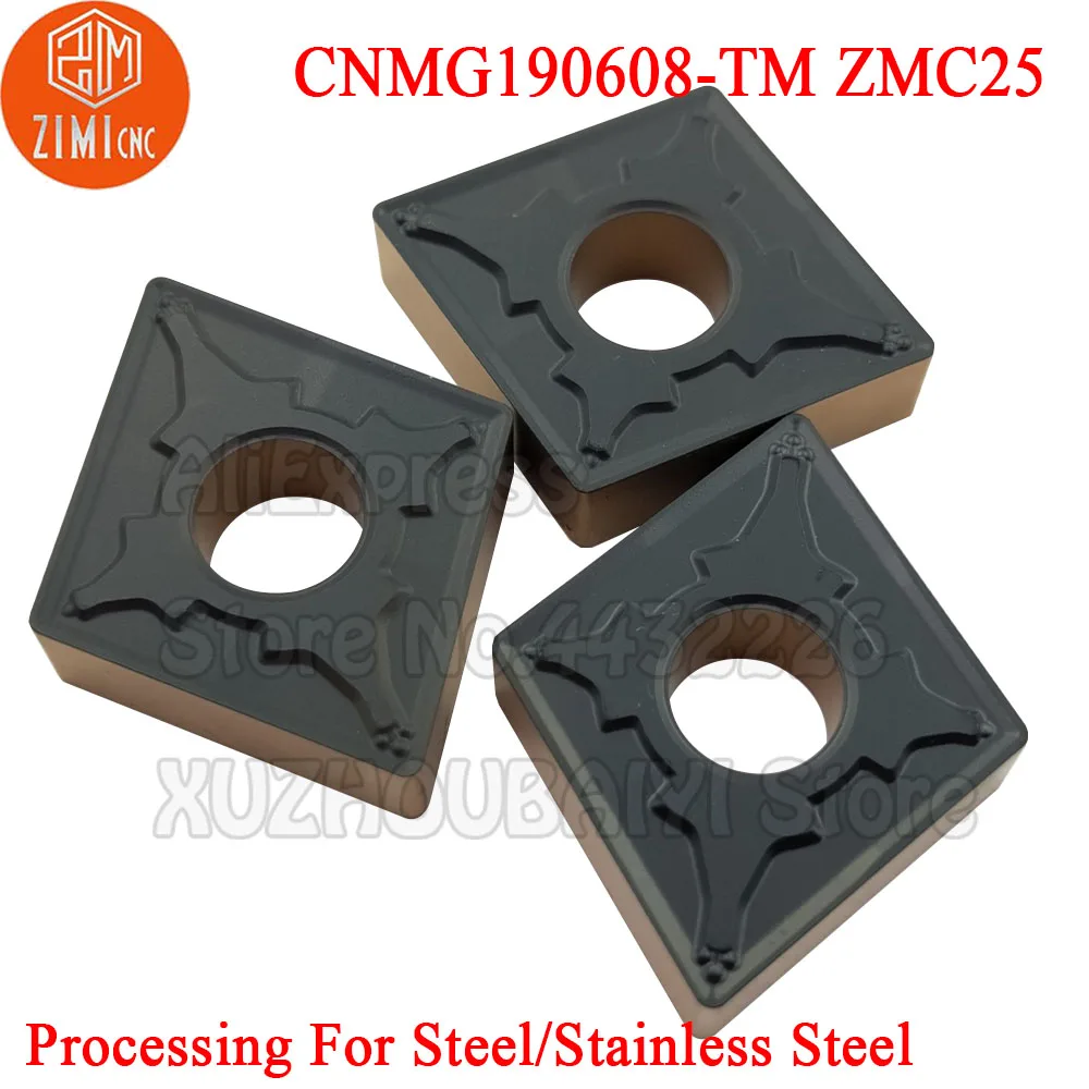 10pcs CNMG190608-TM ZMC25 CNMG190608 TM CNMG 190608 Carbide Inserts Turning Tools CNC Metal Cutter Lathe CNMG Blade for Steel