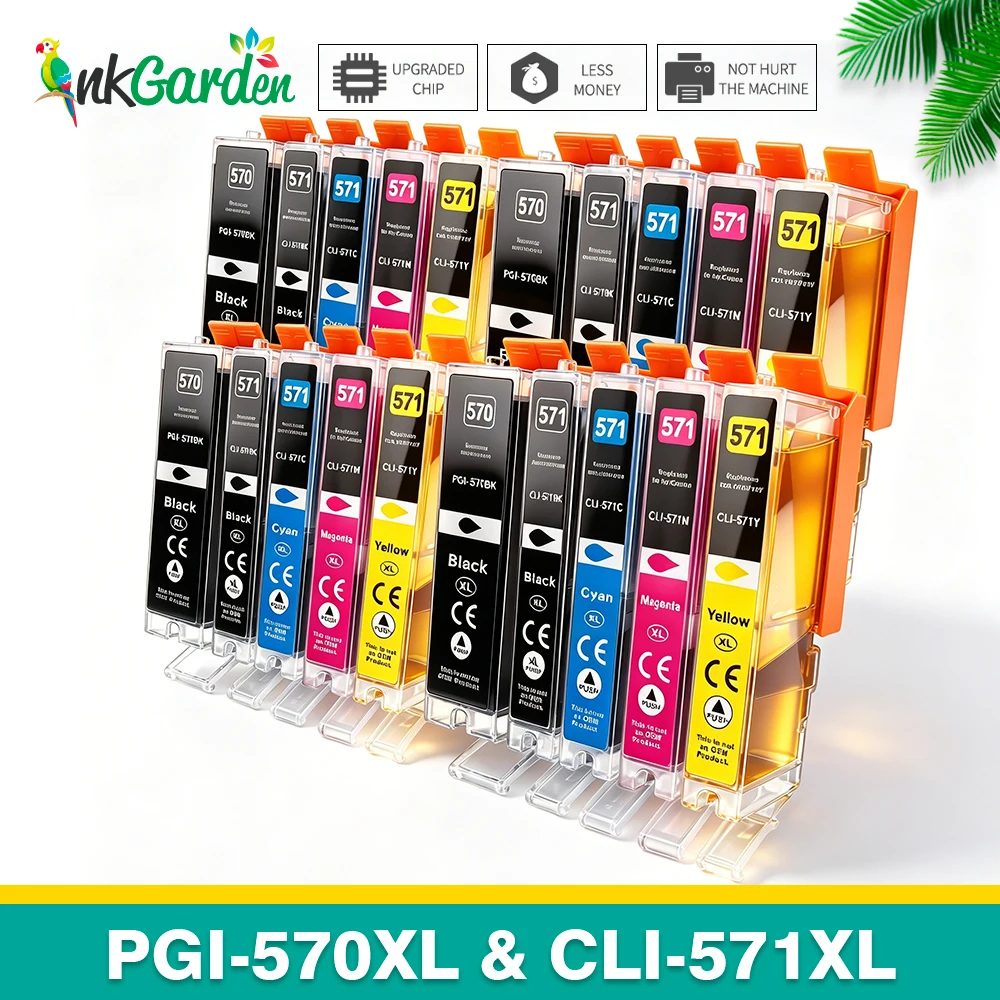 InkGarden 570 571 XL Ink Cartridge 570XL For Canon PGI-570 CLI-571 Compatible PIXMA MG5700 TS5055 TS9050 TS9055 Printer