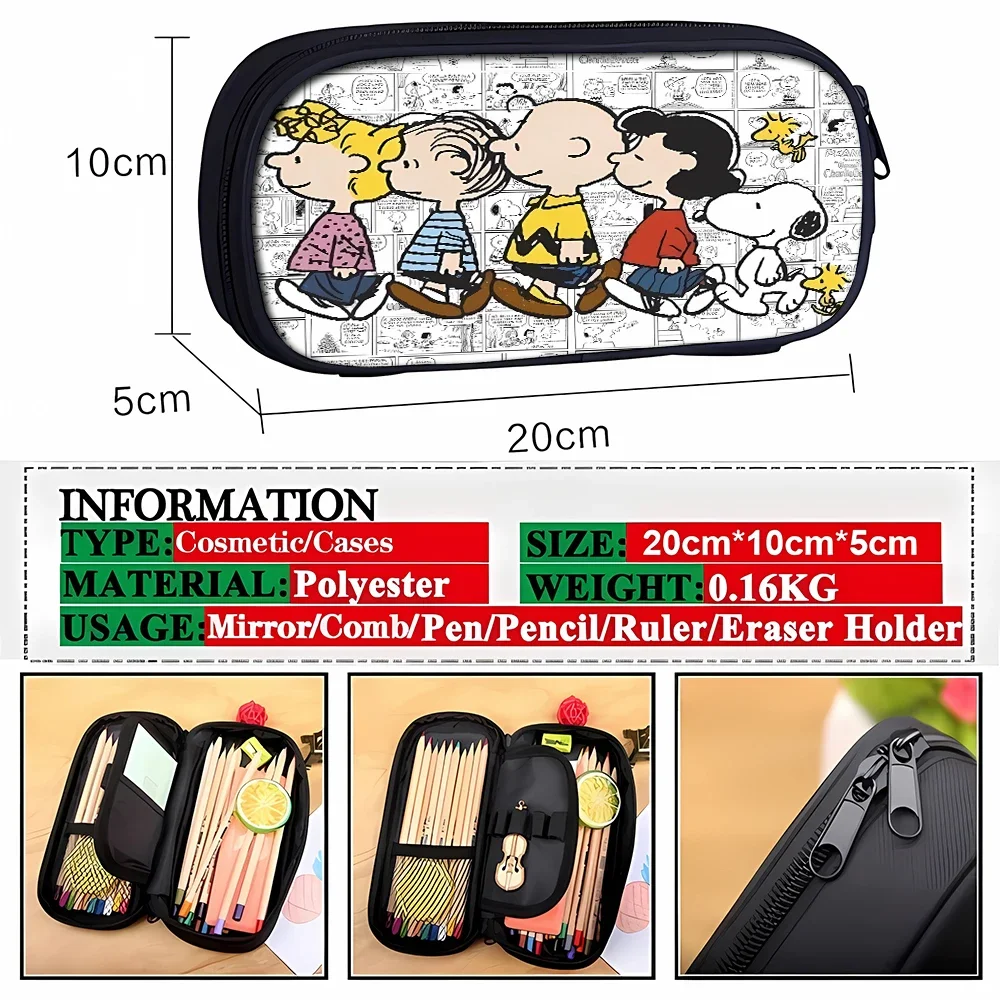 Snoopy Pencil Case Anime Figures Products Kawaii Pen Case Bag astuccio per matite di grande capacità cancelleria Supplie regali per bambini