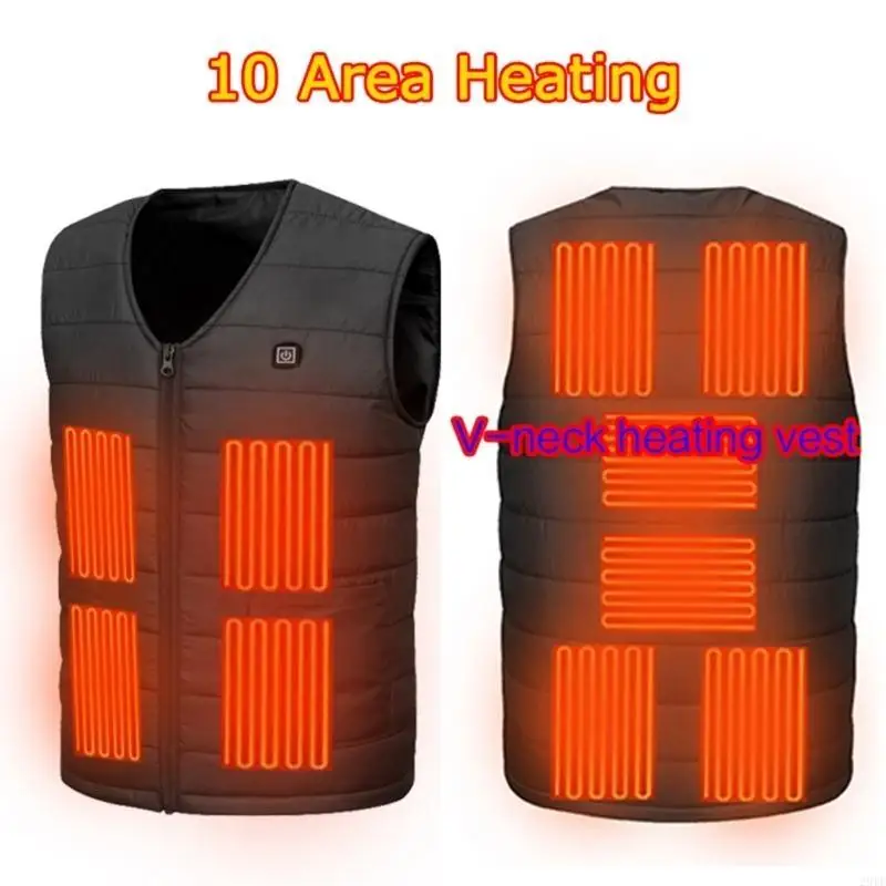 

2025 New USB Heated Vest 10 Zone 3 Levels Heating Adjustable Temperature Stay Warm Outdoors for Men