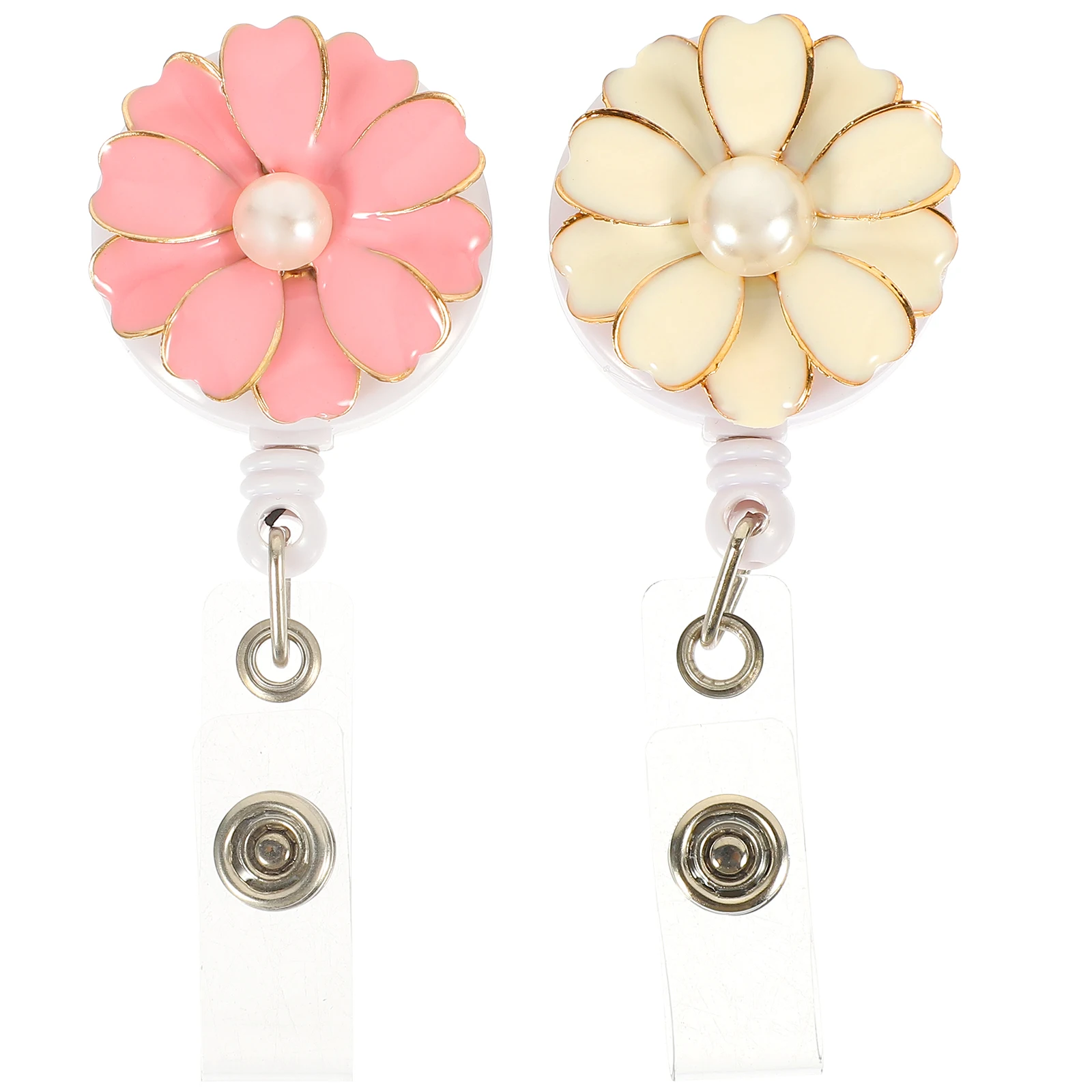 

2pcs Retractable Holder Metal Plastic Material ID Cards Accessory Nurse Name Tag Name Tag Holder Lanyard Staff