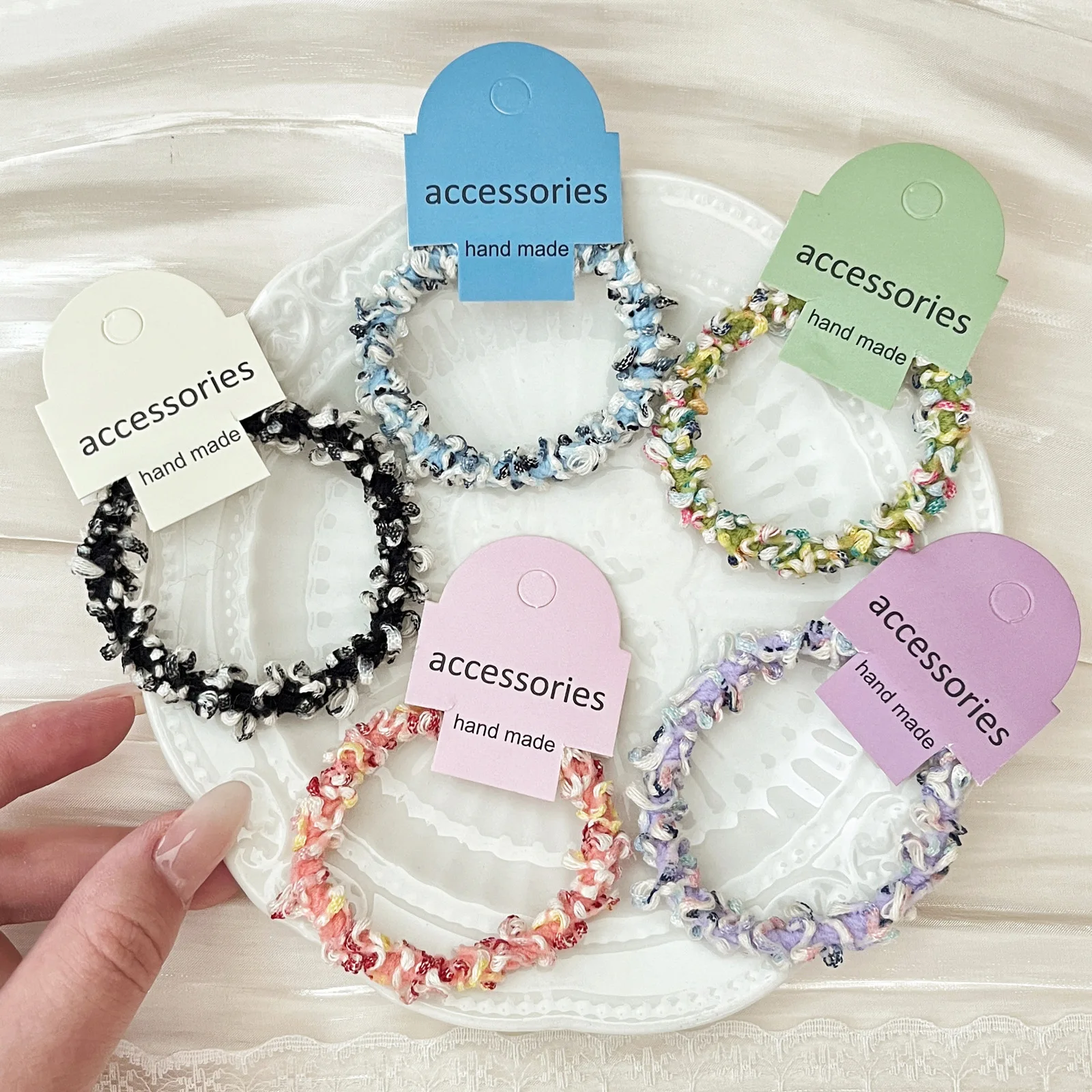 

2pcs Candy Color Spiral Elastic Rubber Bands Durable Soft Hairbands Non Hurt Hairbands Ponytail Holder Women Styling Accessories