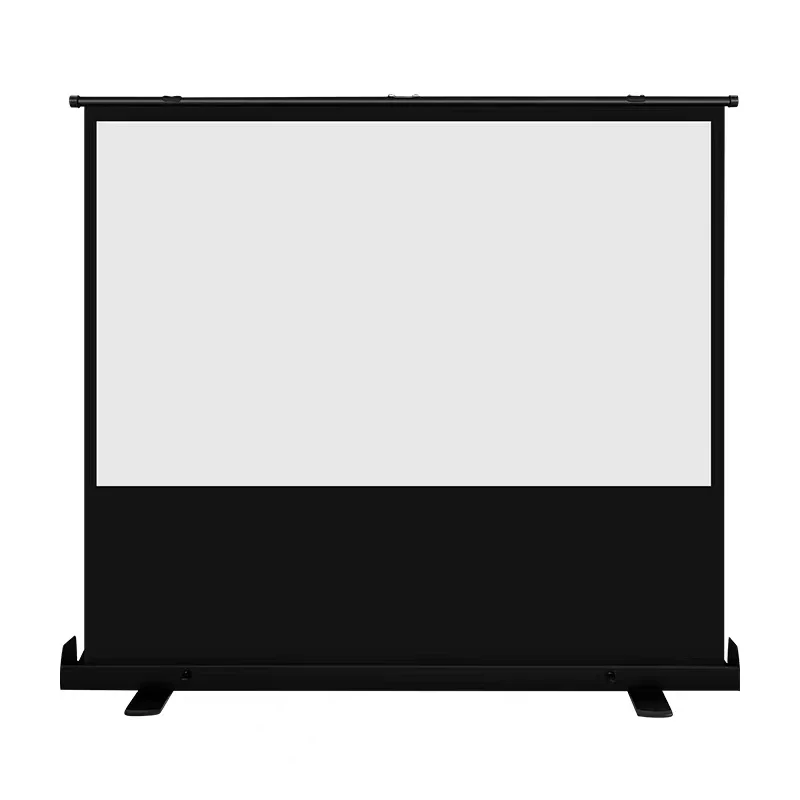 Factory Wholesale 100 Inch 16:9 Portable Floor Rising Projector Screen Pull Up Projection Screen Indoor  Outdoor Movie Screen