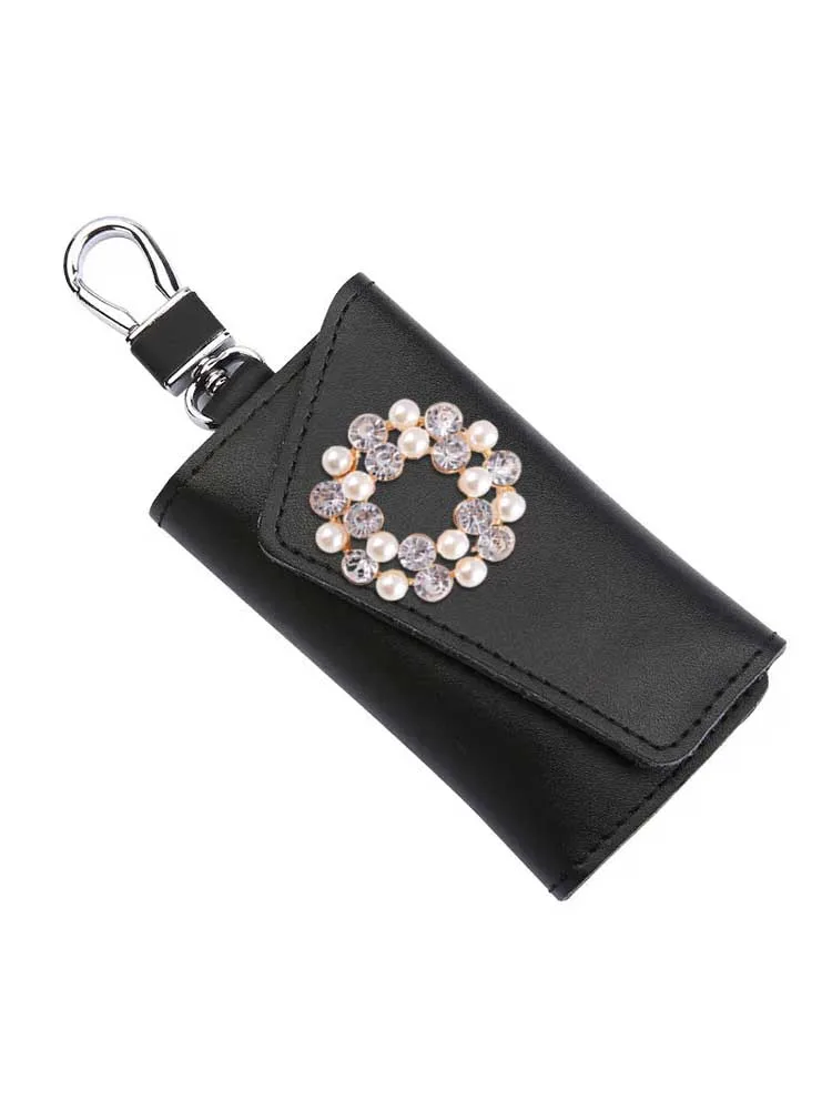 Multifunctional PU Key Wallets - Large Capacity Pearl & Crystal Decor Pattern Explosion