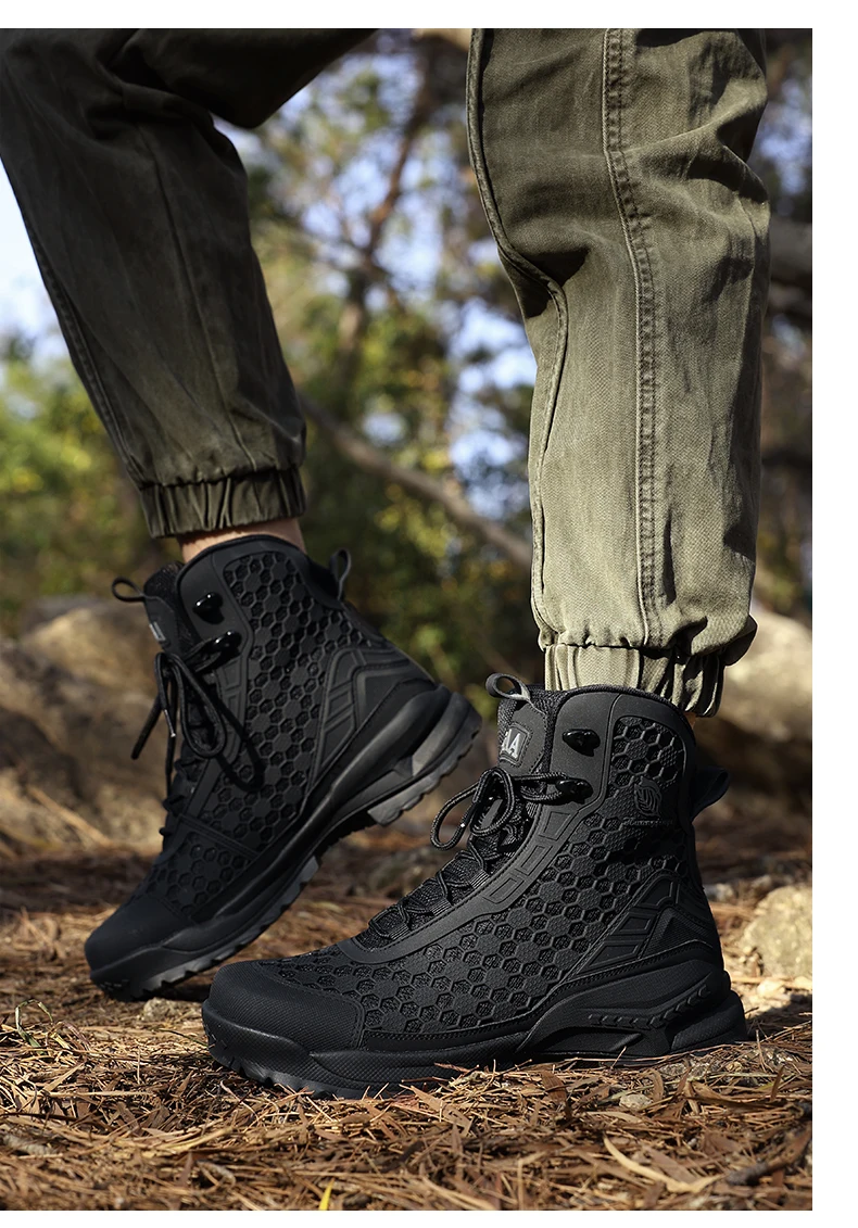Neue Hochwertige Leder-Arbeitsstiefel für Herren, Hohe Herren-Wüstenkampfstiefel, Rutschfeste Outdoor-Wanderschuhe, Herren-Motorradstiefel – Detail 21